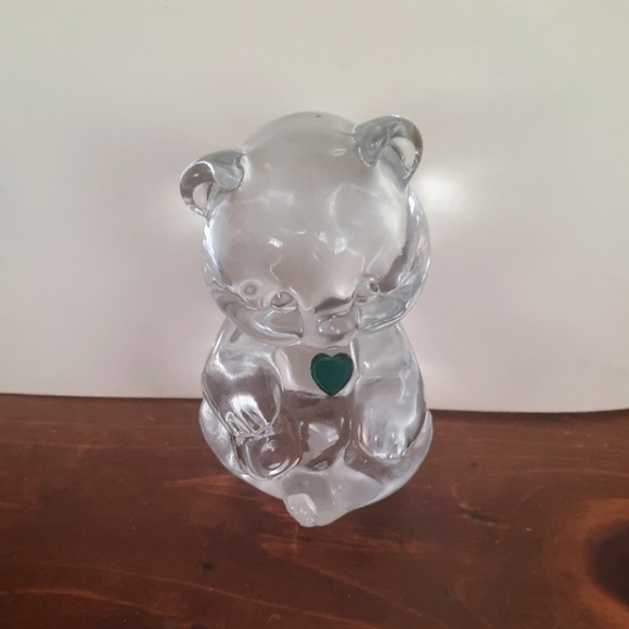 Vintage Fenton Art Clear Glass Birthday Bear May Birthstone Swarovski Crystal - Picture 4 of 6